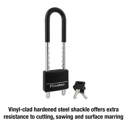 Master Lock 527D Adjustable Shackle Padlock with Key, Black