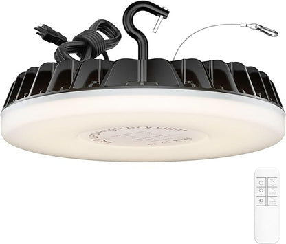 Smart High Bay Led Shop Lights 200W - Micware Motion Sensor 24000LM UFO LED High Bay Light with Multi-Function Remote, 10%-100% Dimmable IP65 Waterproof 5000k Garage Lighting (New Remote)