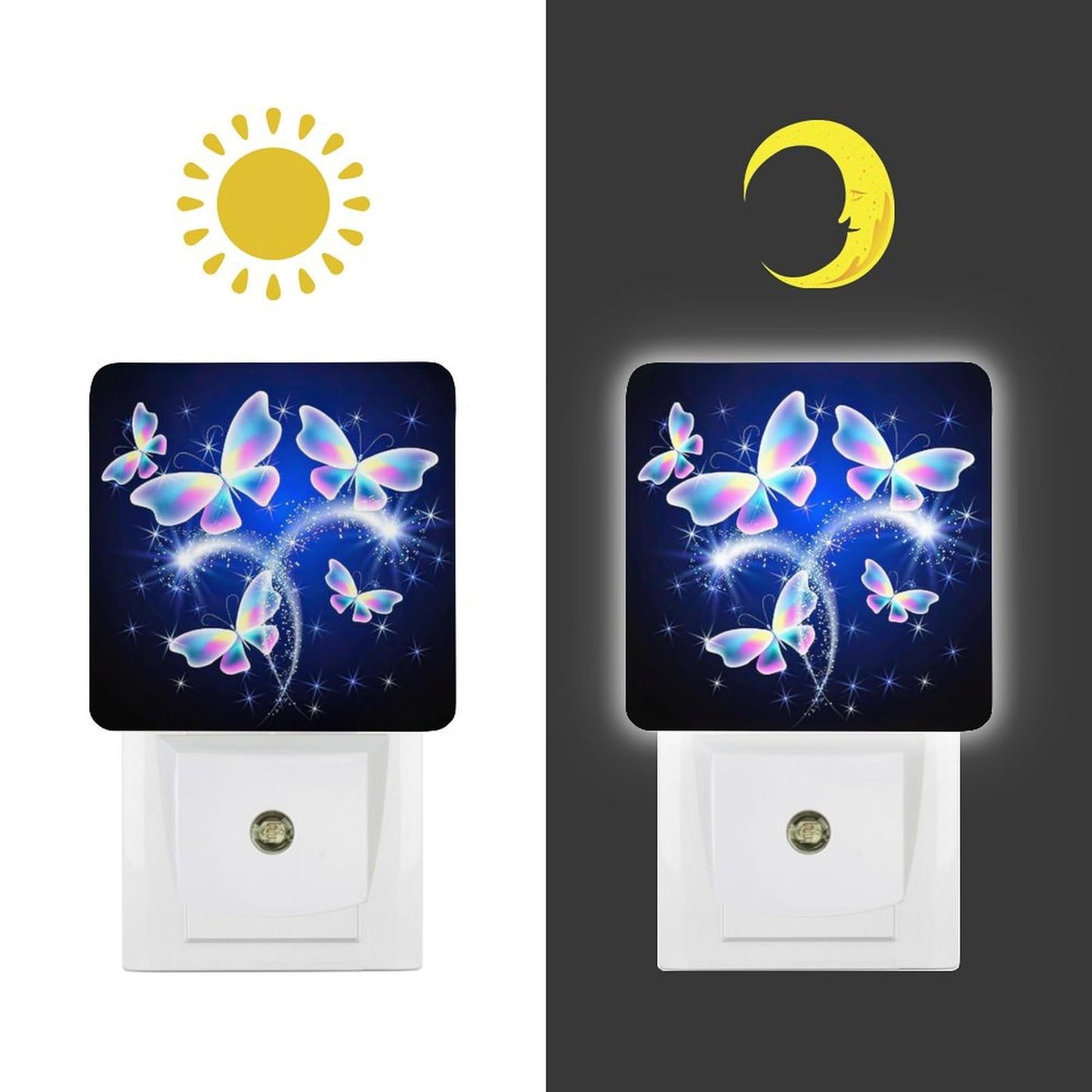 YKJAHSD Butterfly Night Light, Plug into Wall Decor Nightlights for Bedroom, Bathroom, Hallway, Kitchen, with Dusk to Dawn Light Auto Sensors LED Night Lights for Boys Girls Women Men Room Gifts