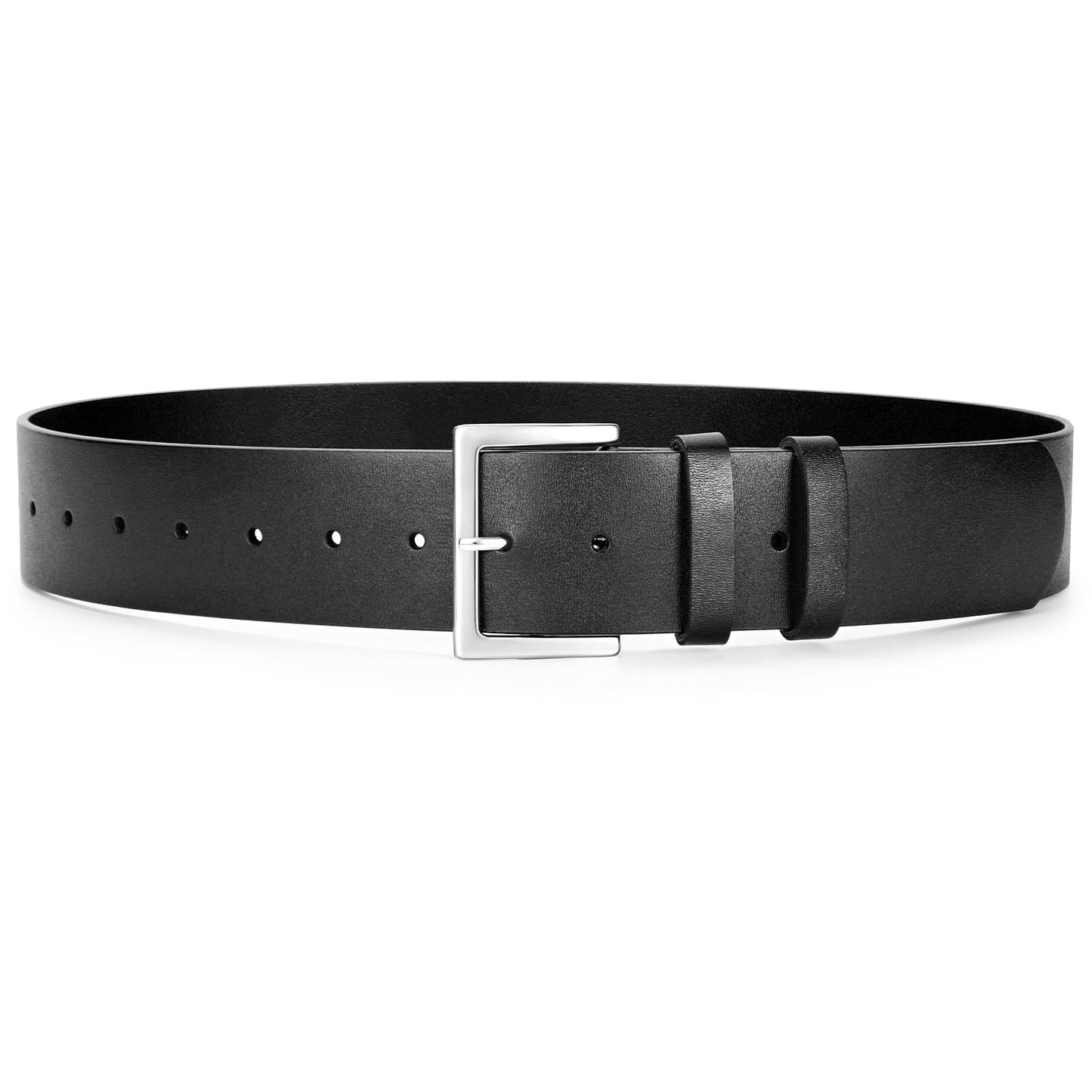 WOWOGO Black Wide Leather Belt for Women Dresses 1.9" Fashion Thick Chunky Wide Waist Belt with Silver Buckle