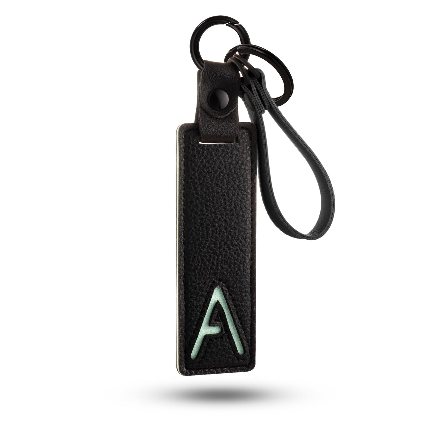 XGALBLA Initial PU Leather Letter A Keychains for Women, Two-tone Splicing Key Tag Bag Charms Key Holder Lanyard Strap for Key Purse Luggage Handbags Backpacks(Black and Green)
