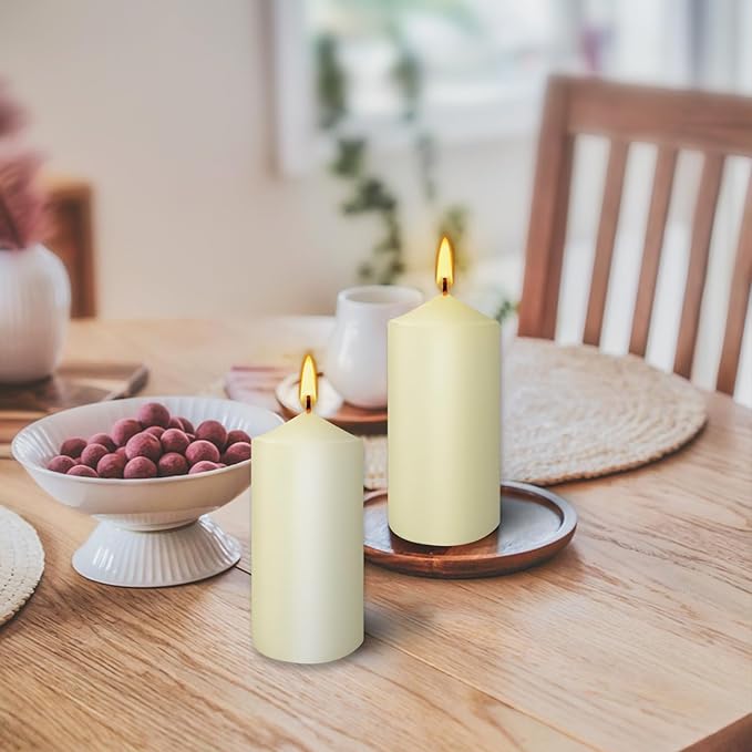 20Pack Pillar Candles 2 x 4 inch-Ivory Unscented Pillar Candles- Dripless,Smokeless,Long Lasting Burning time, Perfect for Home Decor,Wedding, Parties, Spas