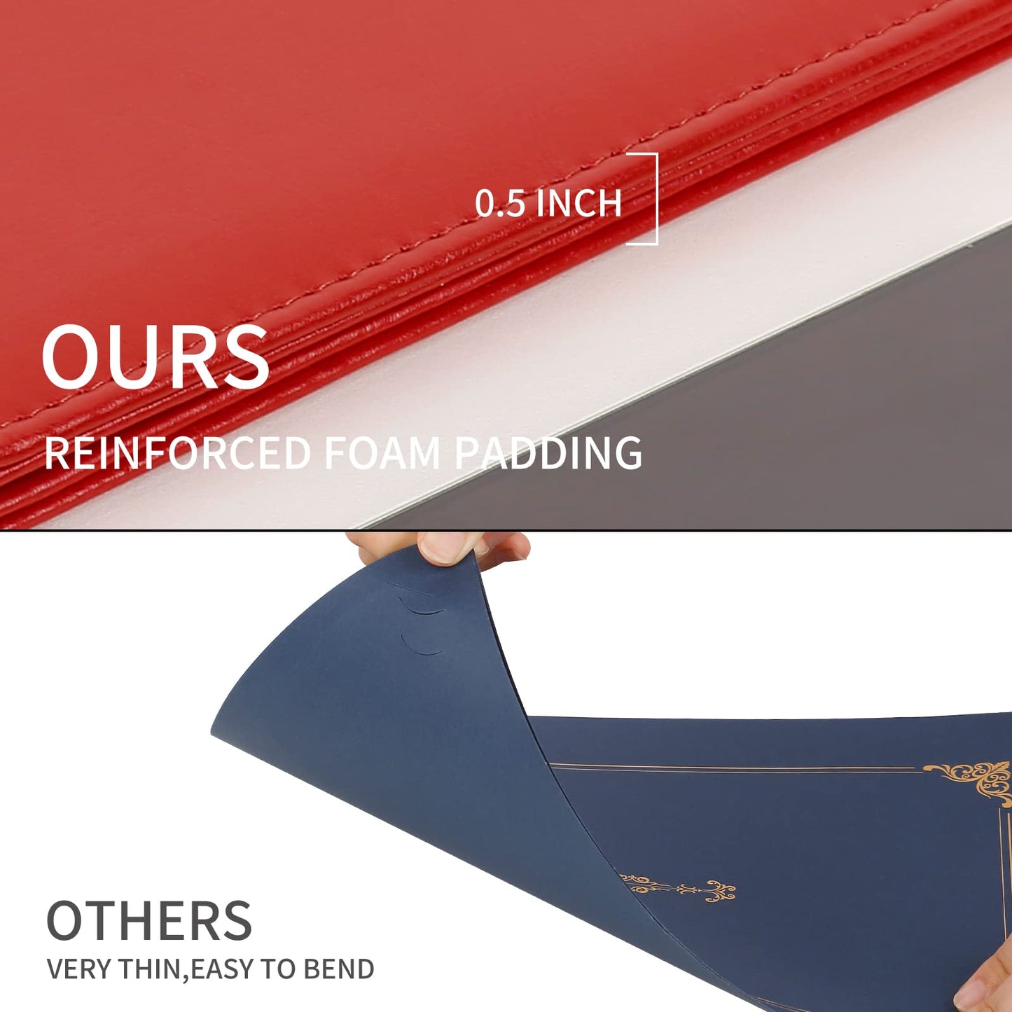 Diploma Cover 8.5 x 11 Certificate Holders for Letter-Sized Award Padded Menu Cover - Red Leather