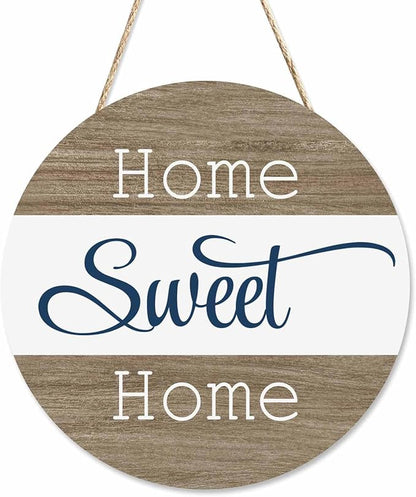 Welcome Sign Front Door Decoration Vintage Wooden Home Sweet Home 12in Round Wooden Hanging Housewarming Home Garden Decor