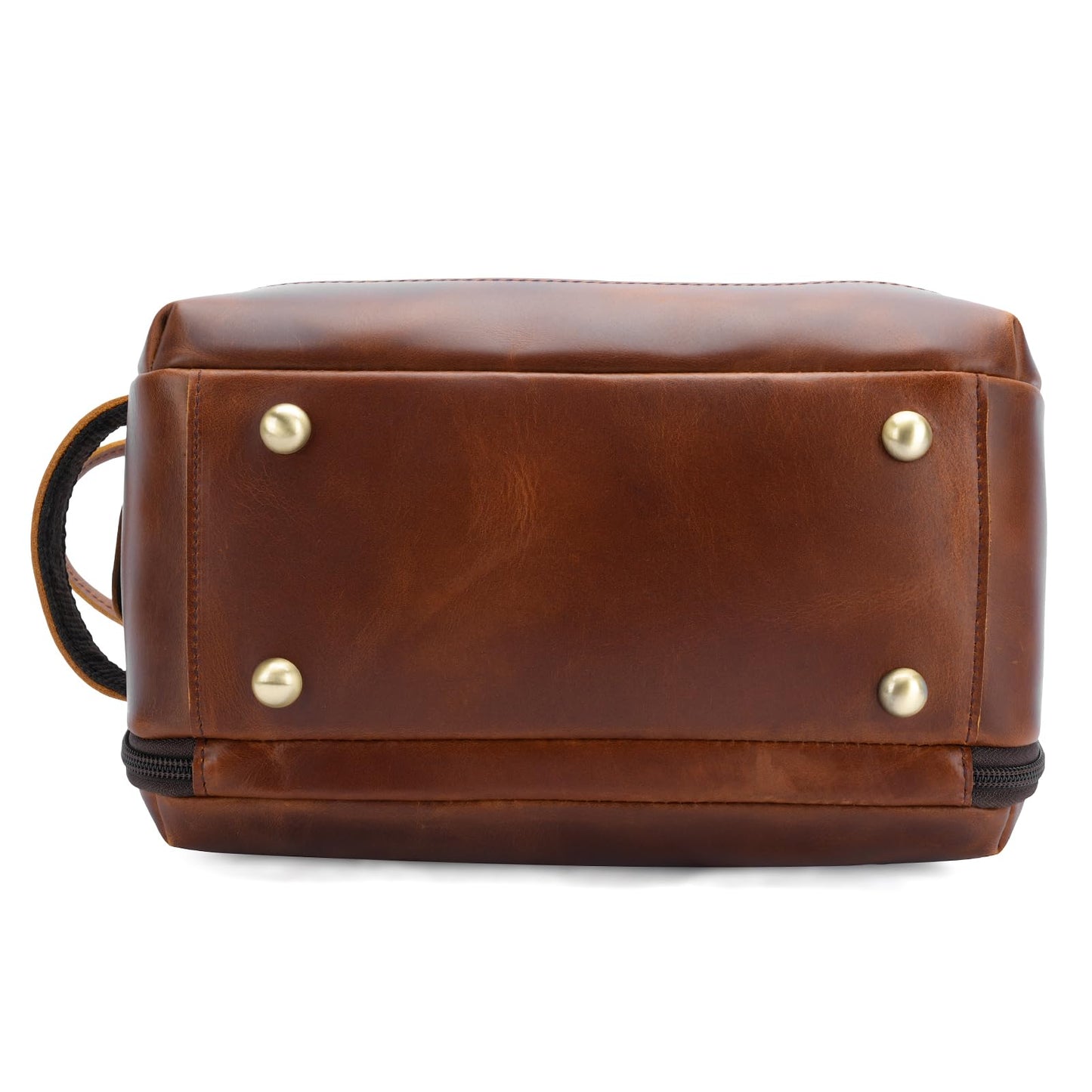 Polare Full Grain Leather Toiletry Bag for Men Large Travel Cosmetic Case Dopp Kit Shaving Kit Wash Pouch with YKK Zippers (Brown)