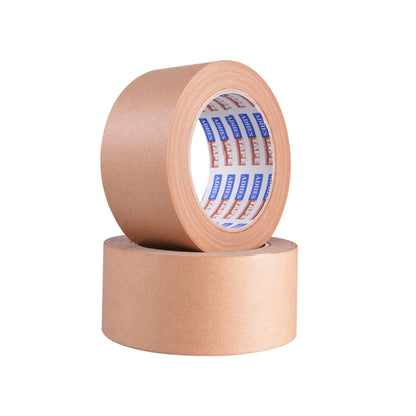 ADHES Heavy Duty Kraft Paper Tape, 2 Inch x 43 Yards, 6 Rolls Eco Friendly & Biodegradable, Writable & Uncoated Brown Packing Tape Paper Packing Tape for Masking, Sealing, and Packaging Use,
