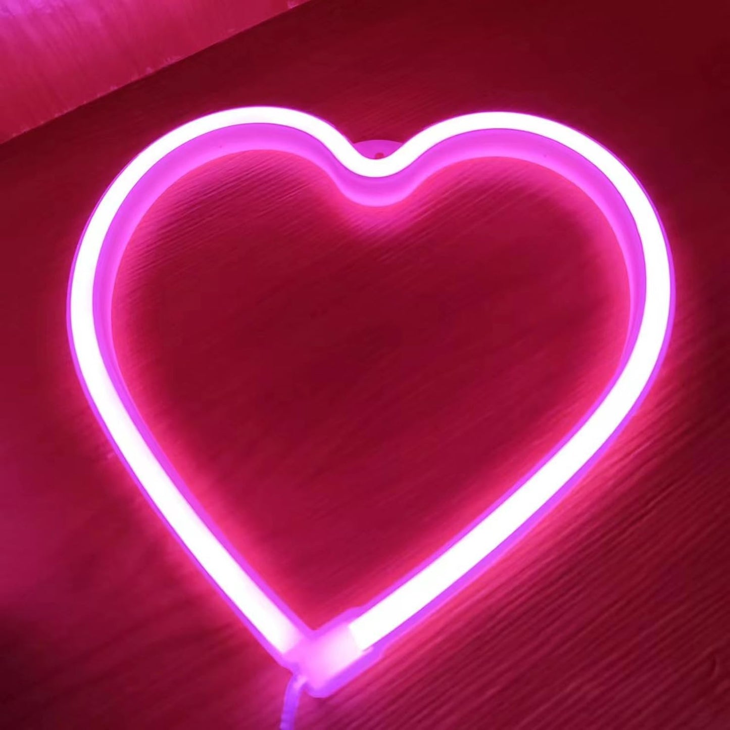 LED Neon Heart Sign,Love Hearts Neon Light for Girls Pink Room Bedroom Dorm Decor,USB or Battery Powered Heart Lamp for Wedding Valentine's Day Mother's Day Window Wall Decorations(1Pc Pink)