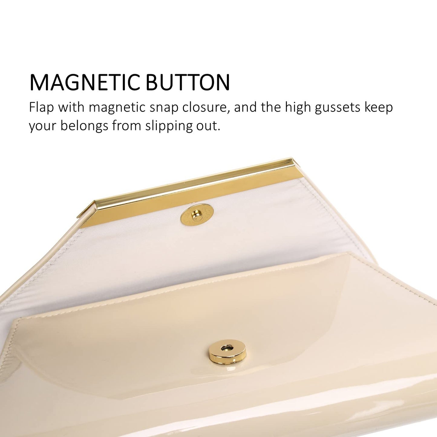 Patent Leather Envelope Clutch Womens Evening Handbag Stylish Shoulder Bag Purse for Christmas Wedding Party Prom(Nude 265)