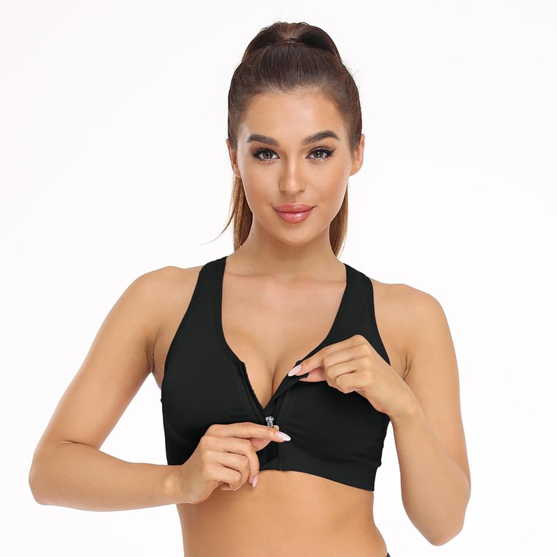 WANAYOU Sports Bras for Women Racerback Wireless Seamless Front Zipper Closure Workout Bra (XL:Fit 36D,36DD,38C,38D,40B,40C, 3 Pack Black)