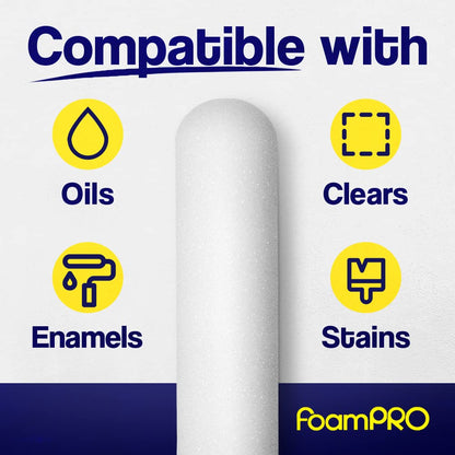 FoamPRO 163-P, 165-5 | 4” Fine Finish Foam Roller Refills (5 Pack) | Foam Paint Roller Covers | Home Painting Supplies & Paint Tools