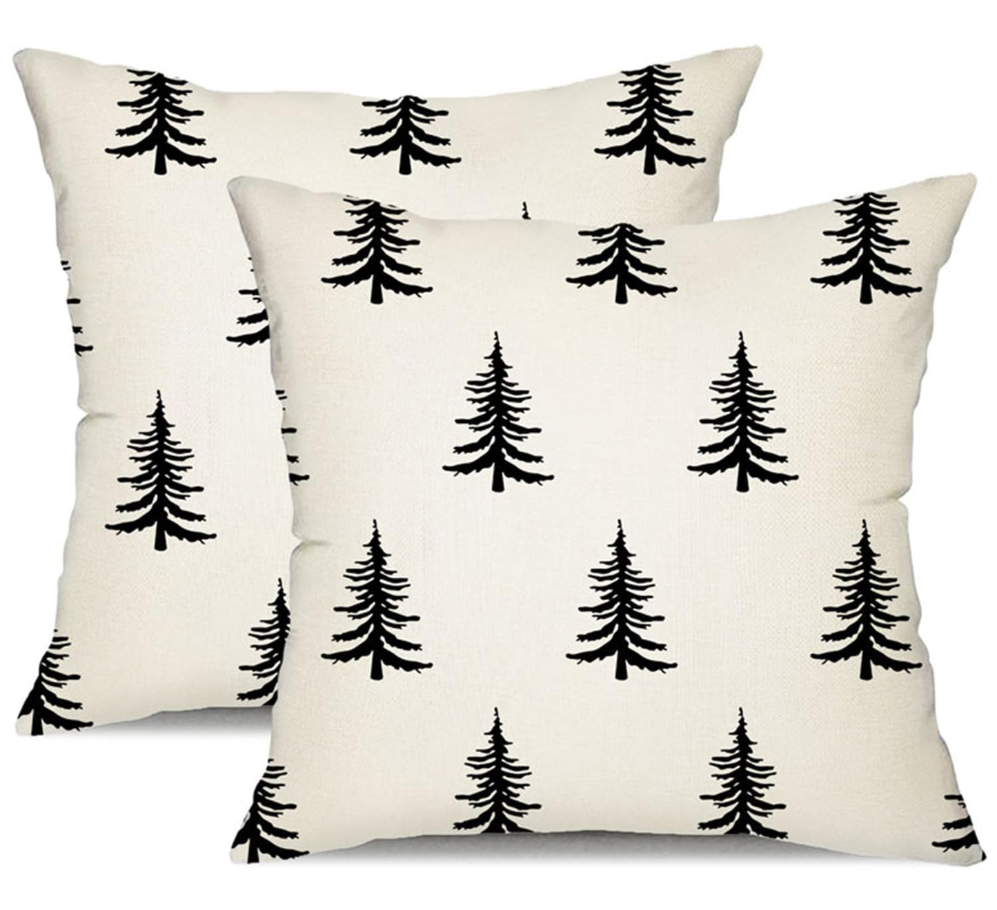 DFXSZ Christmas Pillow Covers 18x18 inch Set of 2 Christmas Tree Decorative White Throw Pillow Covers Winter Famliy Decoration for Home Couch TH-30A18