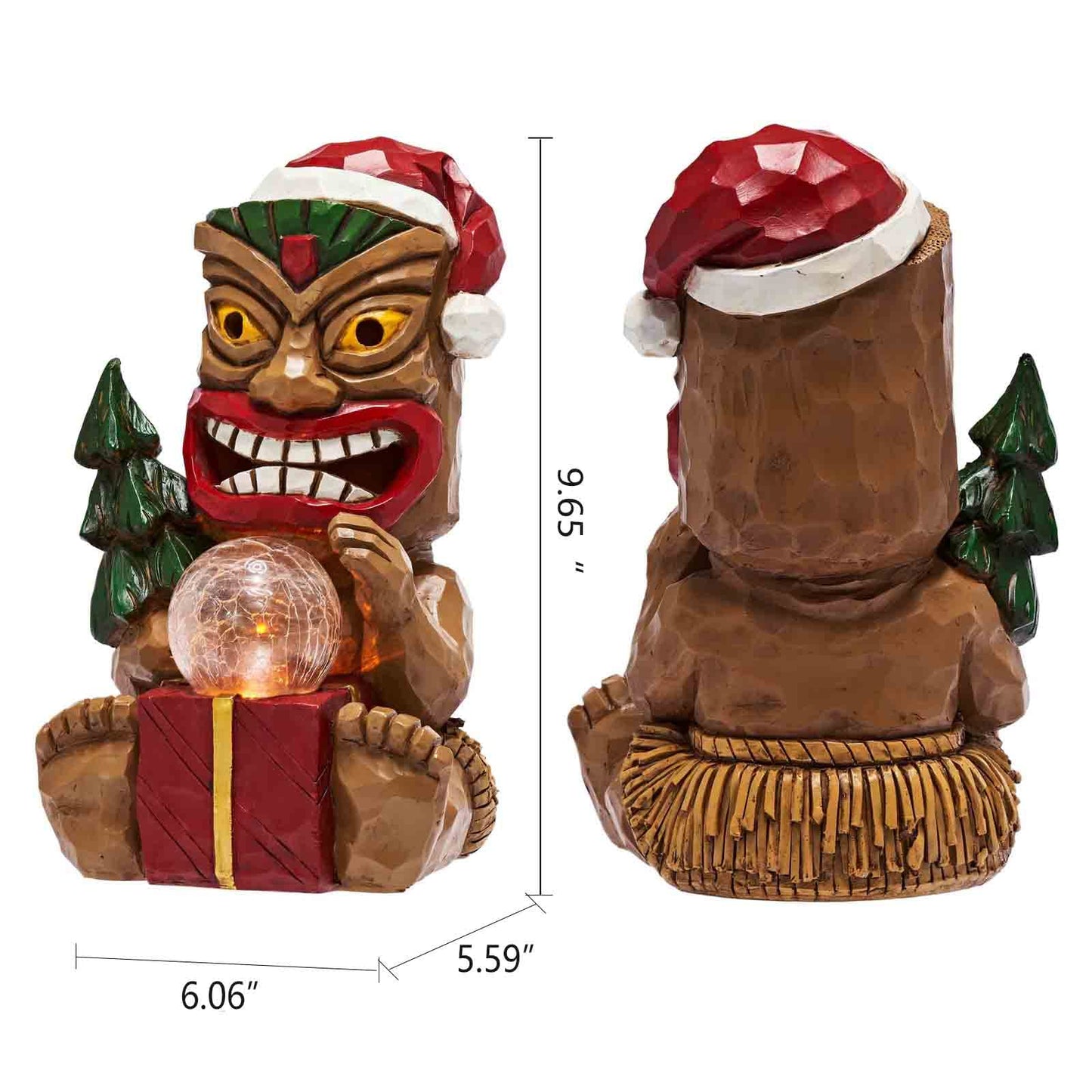 Yiosax Outdoor Garden Decor-Christmas Tiki Totem Statues Light Beautiful Gift-Giving for Your Indoor Christmas & Holiday Decorations（9.65“）