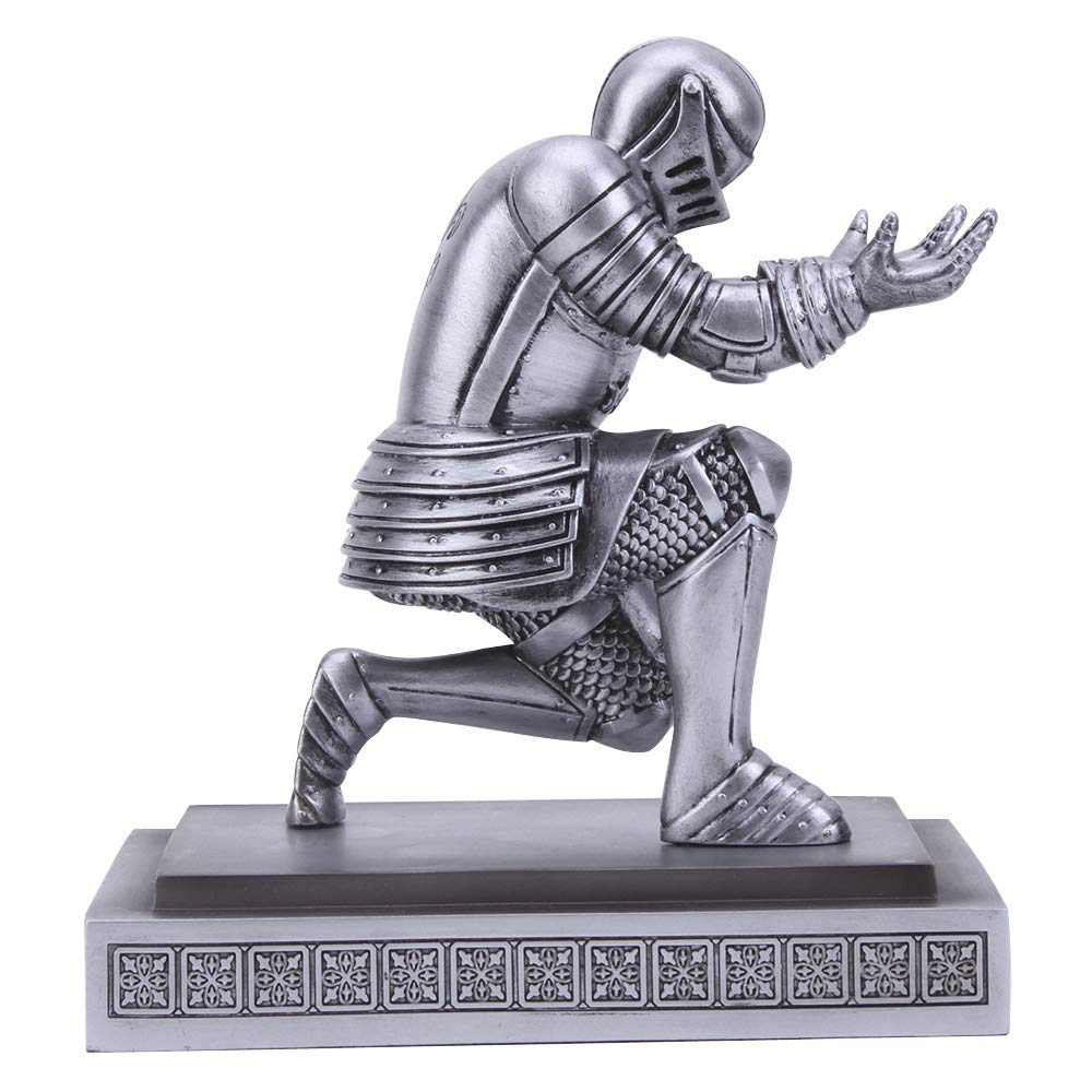 Amoysanli Knight Pen Holder Desk Organizers and Accessories Desk Decor Resin Pen Holder as Gift with a Cool Pen for Office and Home (Silver)