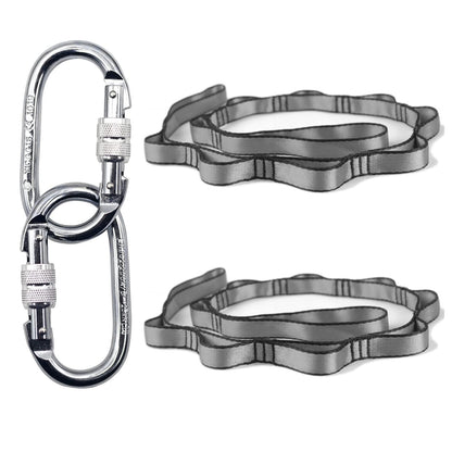 PRIOR FITNESS Yoga Straps Aerial Hammock Accessory Set, 2pcs Carabiner + 2pcs Daisy Chain r, Aerial Silk Hardware with Carabiner Daisy Chain for Yoga Swing Pilates