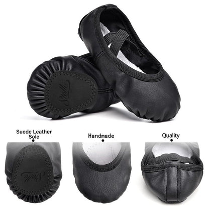 Stelle Ballet Shoes for Girls Toddler Ballet Slippers Soft Leather Boys Dance Shoes for Toddler/Little Kid/Big Kid(Black, 10MT)