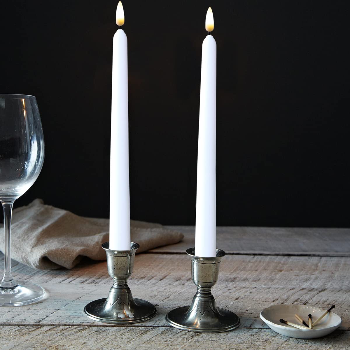 NONNO & ZGF 10 Pack White Flameless 11'' Wax Coverd Taper Candles with 2 Remote/Timer, LED Battery Bright Flickering Candle for Proposal, Wedding, Festive Candlelight Dinner and Home Decor