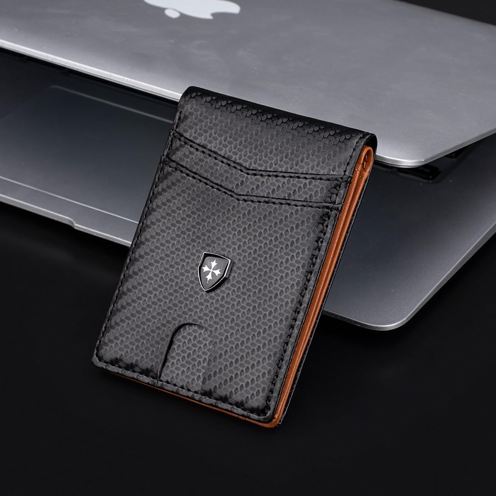 Slim RFID-Blocking PU Leather Bifold Wallet for Men & Women, Minimalist Card Holder with ID Window & Cash Pocket