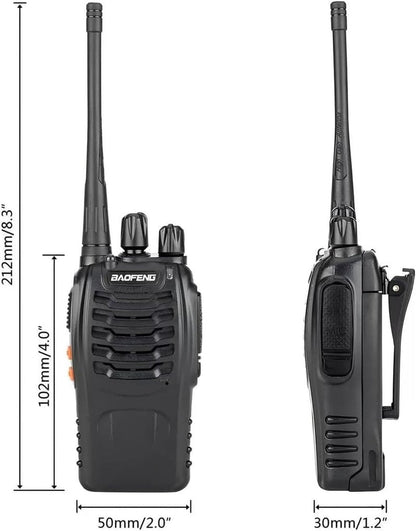 BAOFENG Walkie Talkies - Long Range 16 Channel Two Way Radios with Earpieces | Rechargeable Handheld 6 Pack