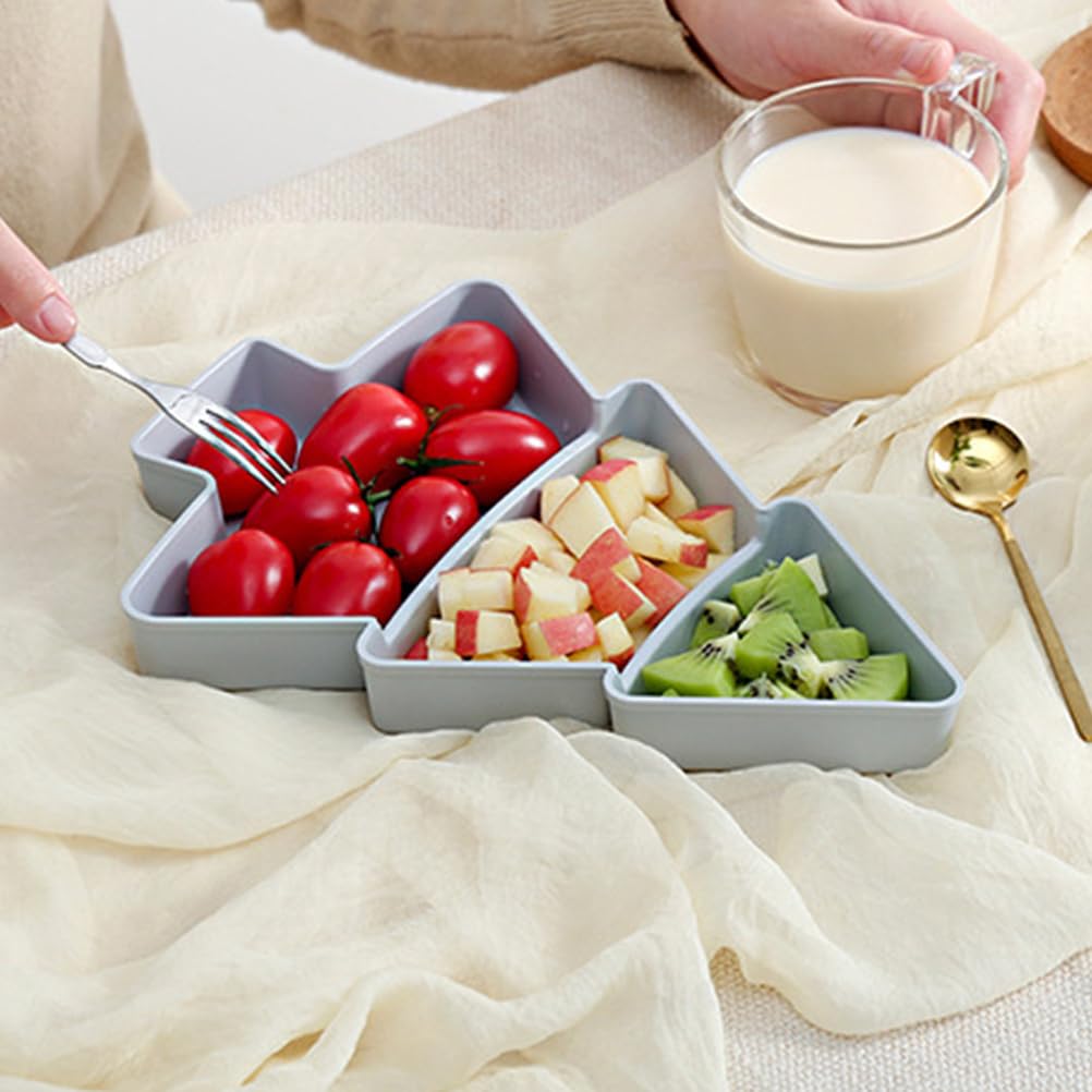 DOITOOL 2PCS Christmas Tree Shape Platter Snack Appetizer Trays Dessert Serving Dishes Divided Snack Serving Trays Fruit Cheese Dessert Plate - Grey