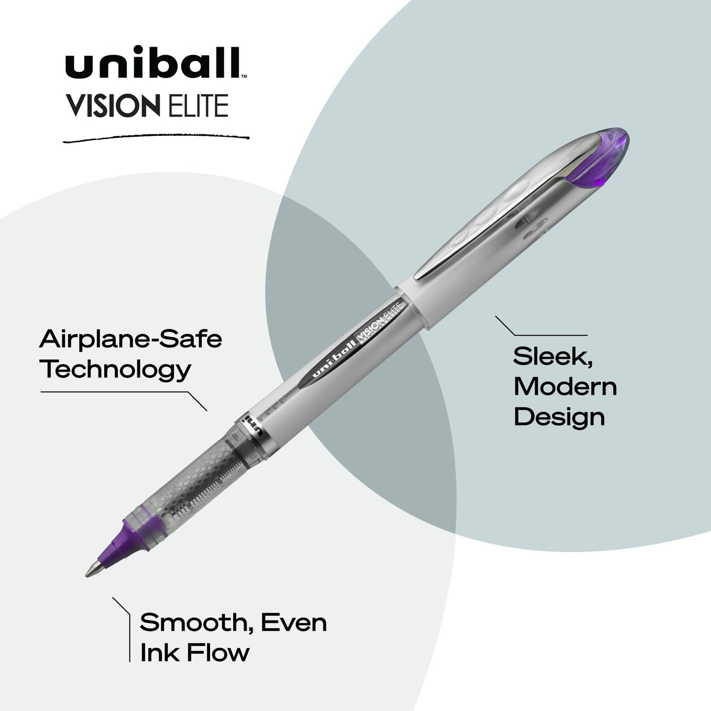 uni-ball® Vision™ Elite™ Liquid Ink Rollerball Pens, Bold Point, 0.8 mm, Black Barrel, Assorted Ink Colors, Pack Of 8
