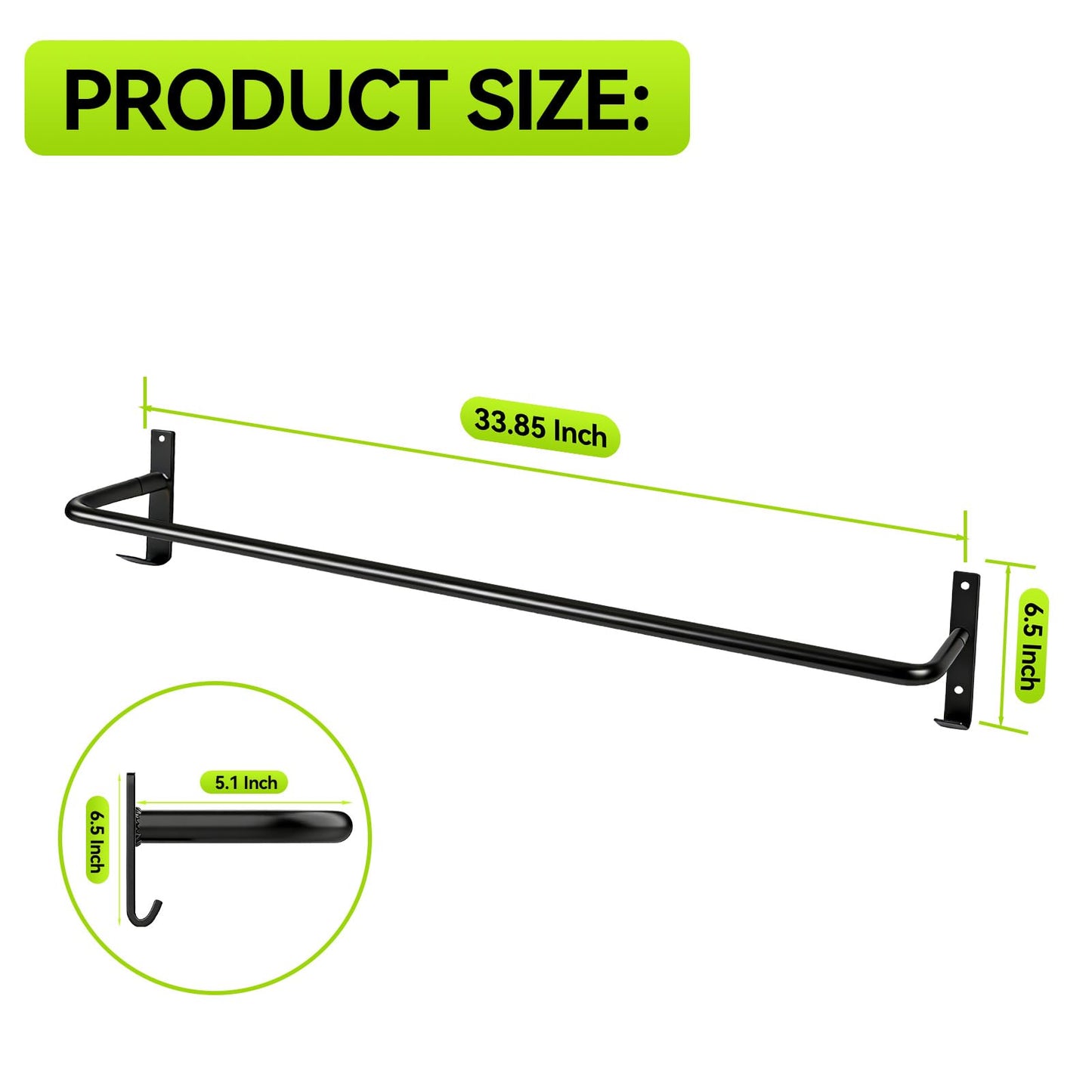 Zwinz 2Pcs Heavy Duty Horse Blanket Rack with Bridle Hooks, Wall Mounted Assembled Blanket Bar, Saddle Pad Rack for Horse Tack Storage, Black
