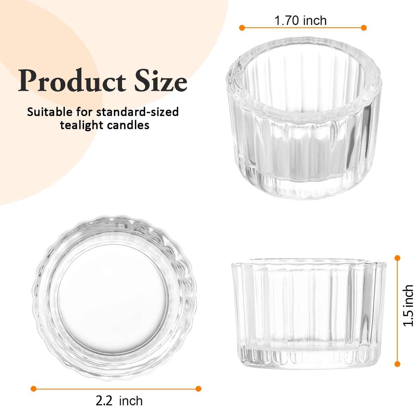 GOLDEAL Round Tealight Candle Holders,Set of 24 Clear Thick Glass Tea Light Candle Holder Decor,Candlestick for Wedding Decor,Party,Baby Shower Party,Bridal Shower Party,Table Centerpiece, Home Décor