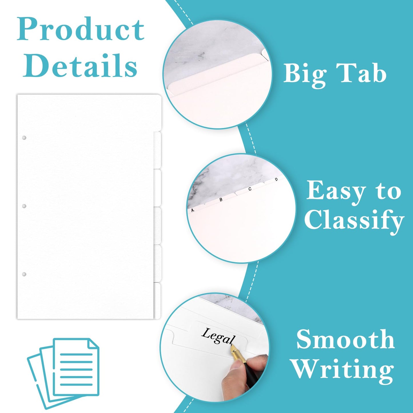 18 Sheets 9x14 Inch Legal Size Tabbed Dividers 3 Ring Binder Legal Size Binder Dividers White Legal Index Tab Dividers Legal Exhibit Dividers 6 File Separators with 2 Blank Card Stock for Office