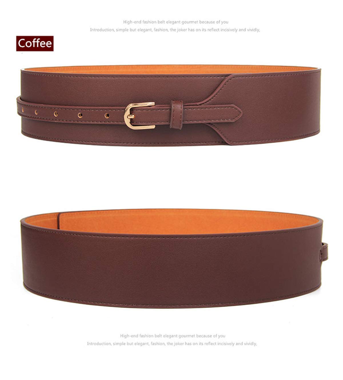 Toptim Women Wide Knotted Belt Design PU Leather Waistbands Simple Width Belt (Black & Brown, Waist 34-39")
