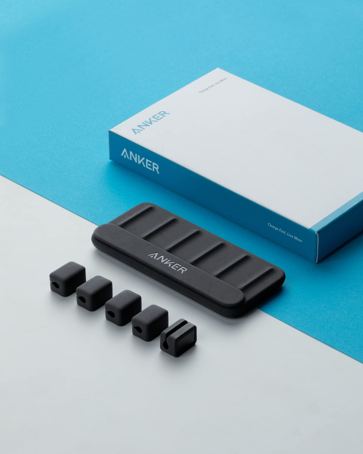 Anker Multipurpose Cord Keeper - 5 Clips for Lightning, USB C, Micro Cables & Other Wires - Sticks to Wood, Marble, Metal, Glass (Black)