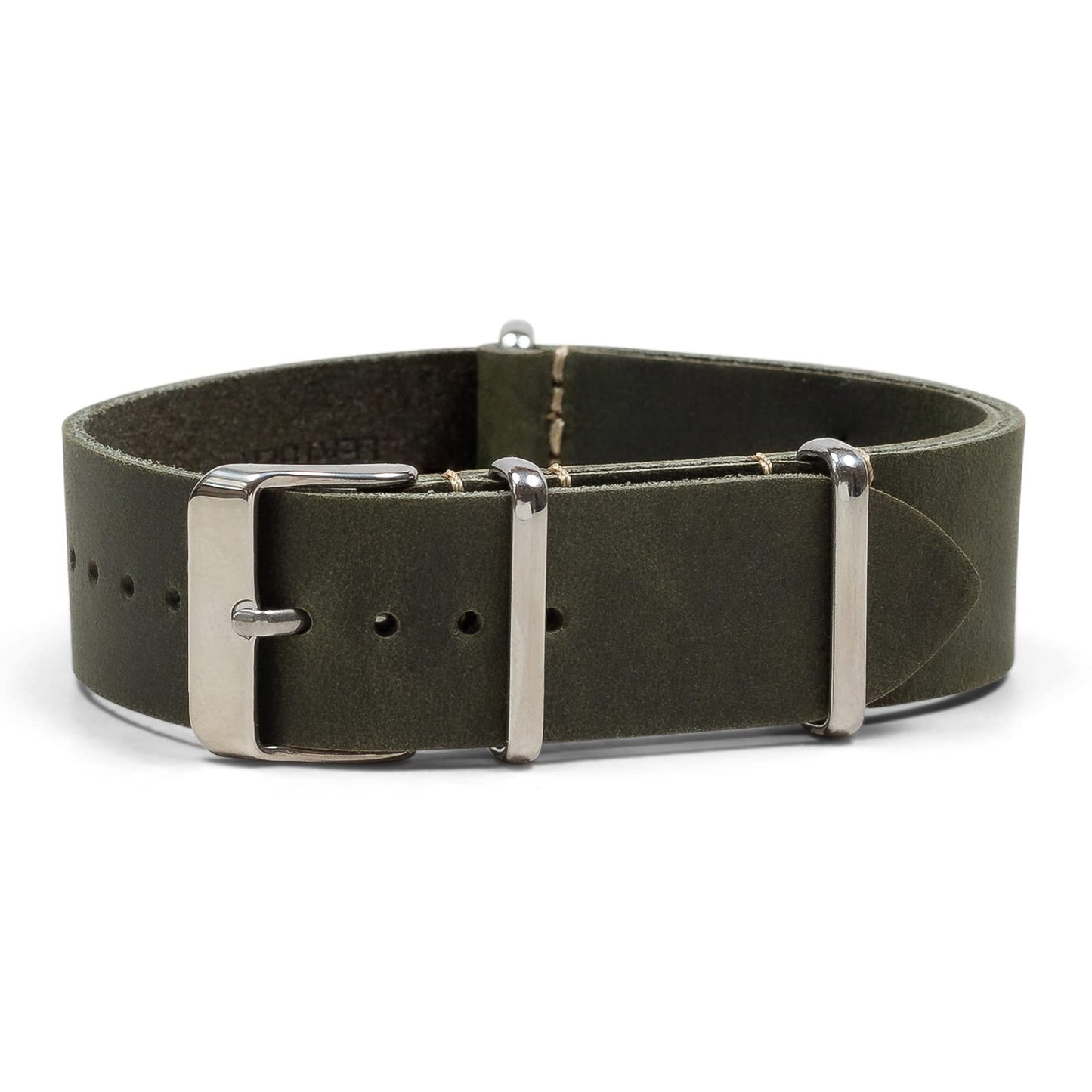 Benchmark Basics Leather Watch Band - Crazy Horse Oiled Leather One-Piece Watch Straps for Men & Women - 22mm, Dark Green