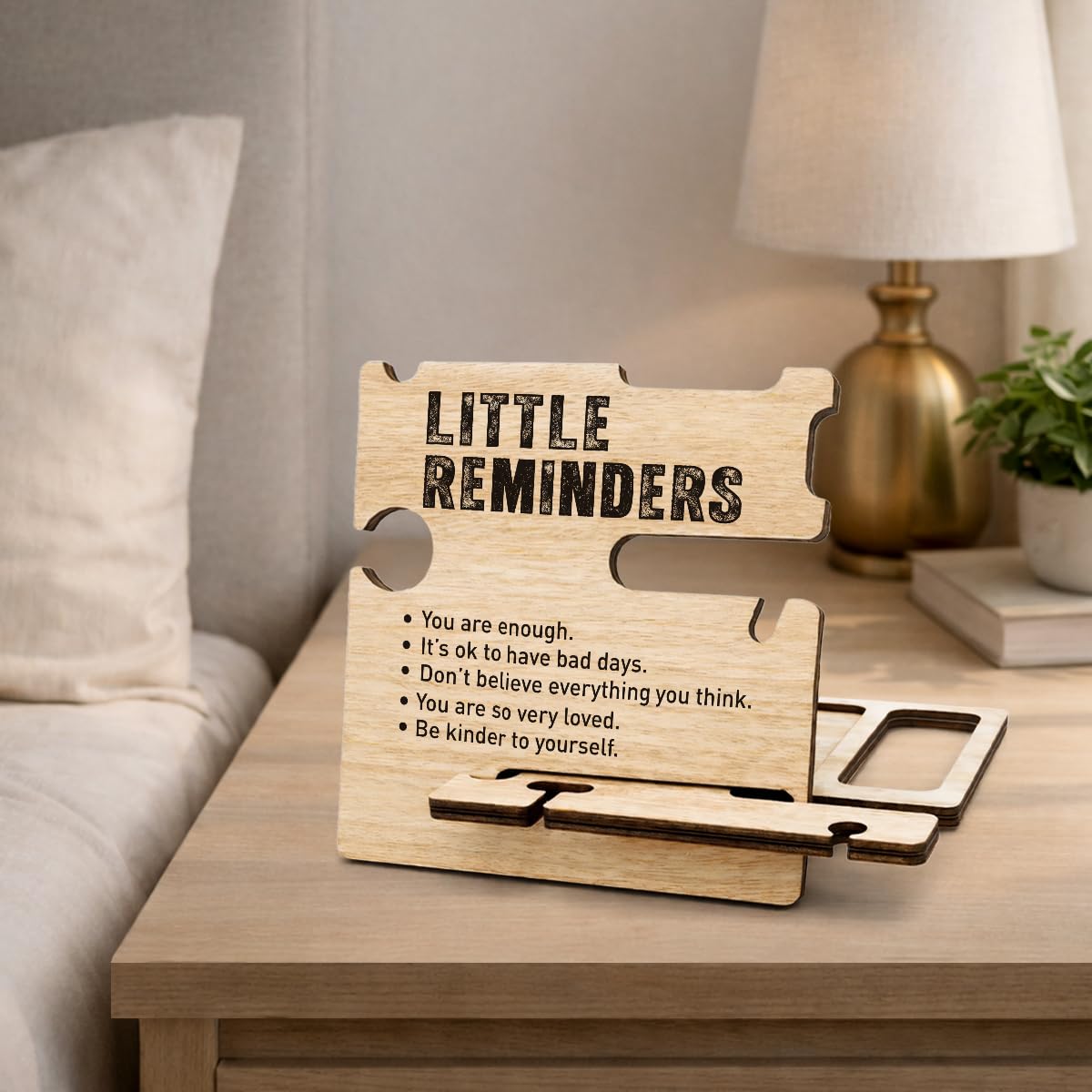 BIQRP Wood Phone Docking Station Graduation Birthday Gift for Son Daughter - Bedside Nightstand Multi-Functional Organizer - Kids Accessories Phone Stand for Nightstand Study Room Bedroom