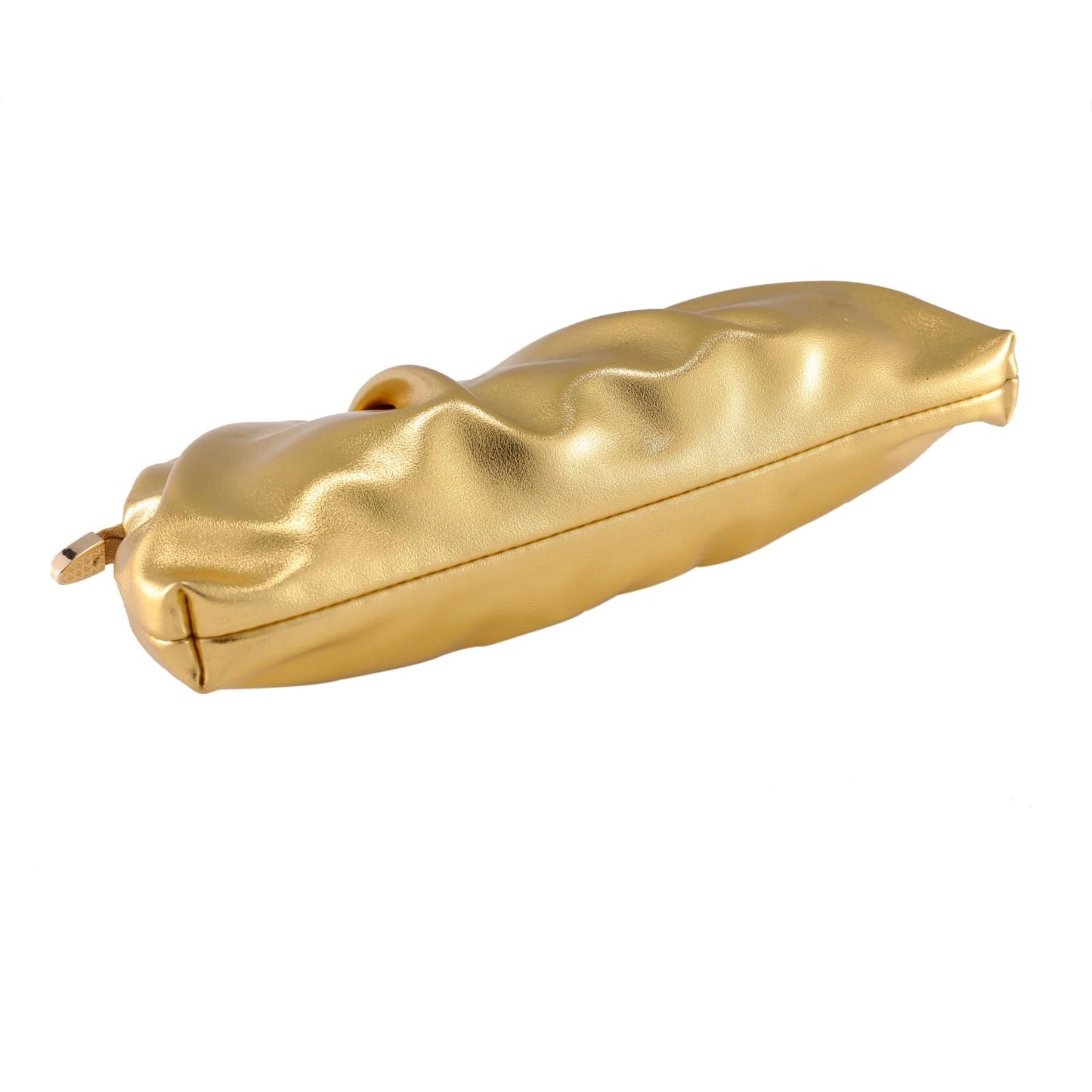 FanChris Evening Bag for Women Ruched Clutch Purse Detachable Metal Chain Crossbody Bag(gold)
