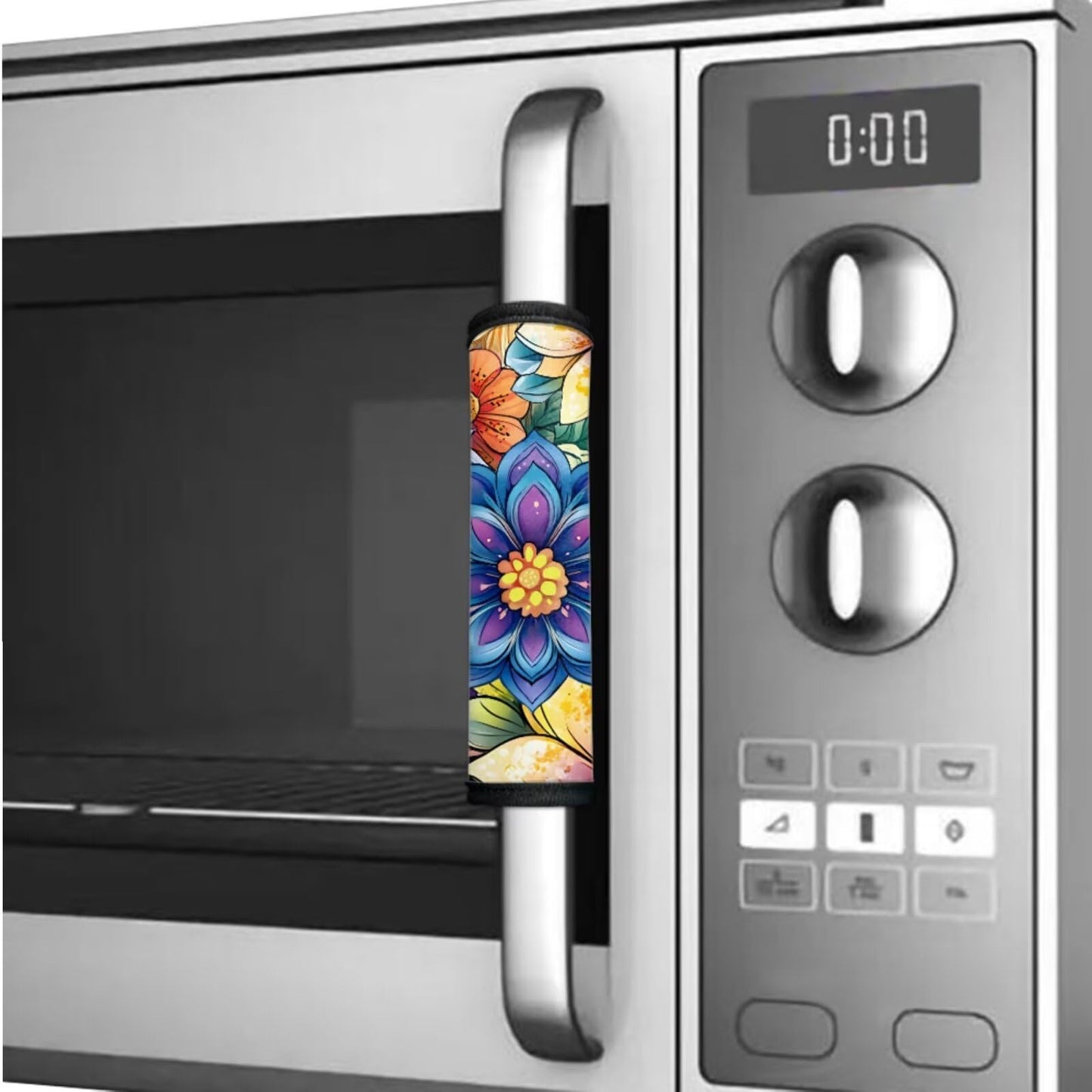 Hwzdsyxl Boho Mandala Flower Print Refrigerator Door Handle Covers Protective Handles Gloves 6 Pieces Universal Kitchen Appliance Handles Decor Keep Off Fingerprints Oil Stains Food Spot