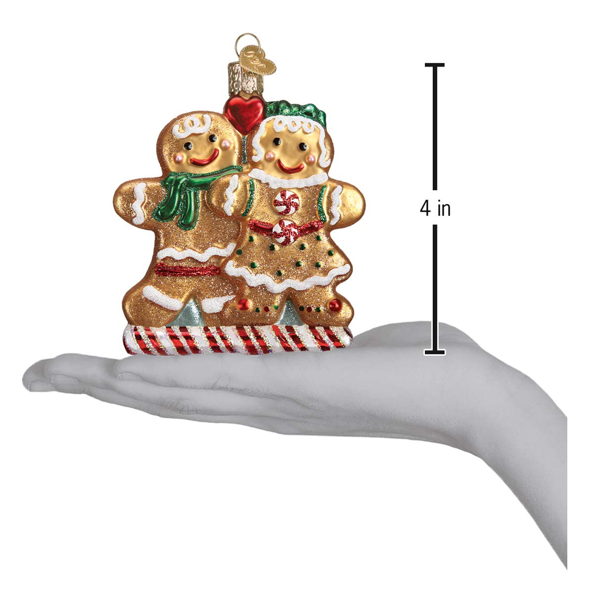 Old World Christmas Gingerbread Friends Glass Blown Ornament for Christmas Tree, Handcrafted Holiday Decoration, Gingerbread Collection