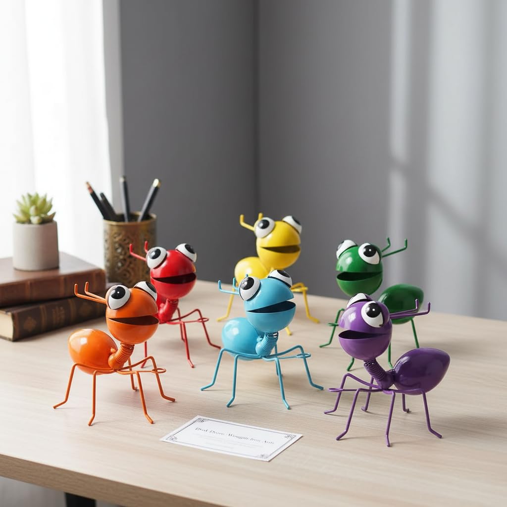 Cruis Cuka Metal Yard Art Garden Decor for Outside Cute Ants Yard Decorations Outdoor Lawn Ornaments Backyard Gifts for Mom - Set of 6