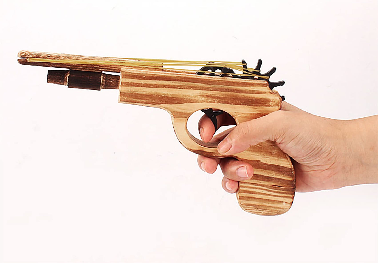 2 Pcs Wooden Rubber Band Gun Quality Wood & Handmade Kids Outdoor Toy 9 Inches Length