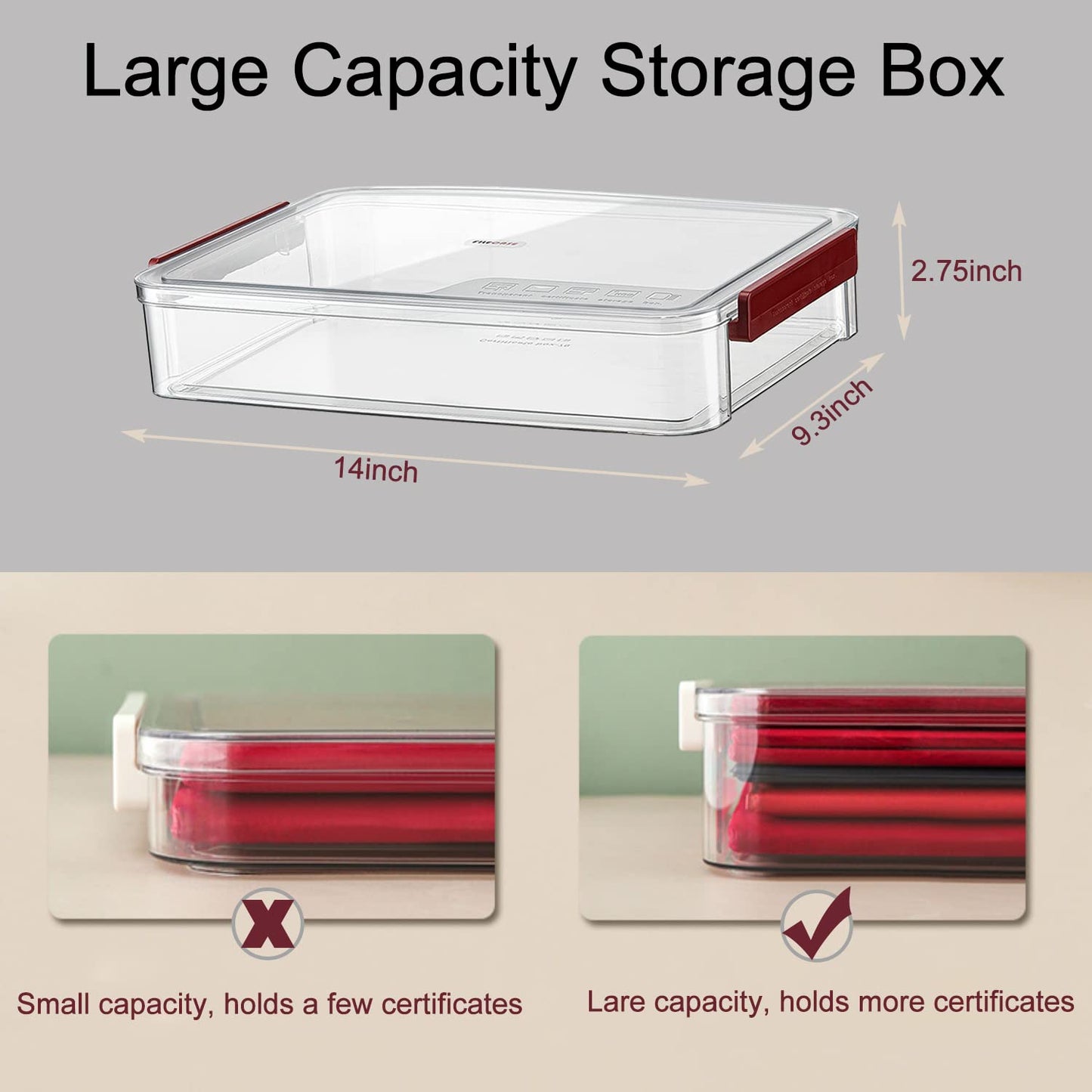PeoTRIOL Clear File Storage Box with Lids, A4 Storage Box for 8"x11" Paper, Plastic A4 Container, Stackable Magazine File A4 Paper Project Case Bins, Desk Organizer Office Invoice Document