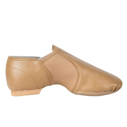 Linodes Unisex 006 PU Leather Upper Slip-on Jazz Shoe for Women and Men's Dance Shoes-Brown 4.5M