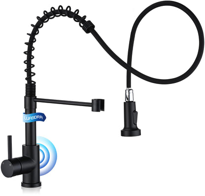 Kitchen Faucet with Pull Down Sprayer, High Arc Single Handle Stainless Steel Kitchen Sink Faucet with Sprayer for Rv Camper, Matte Black