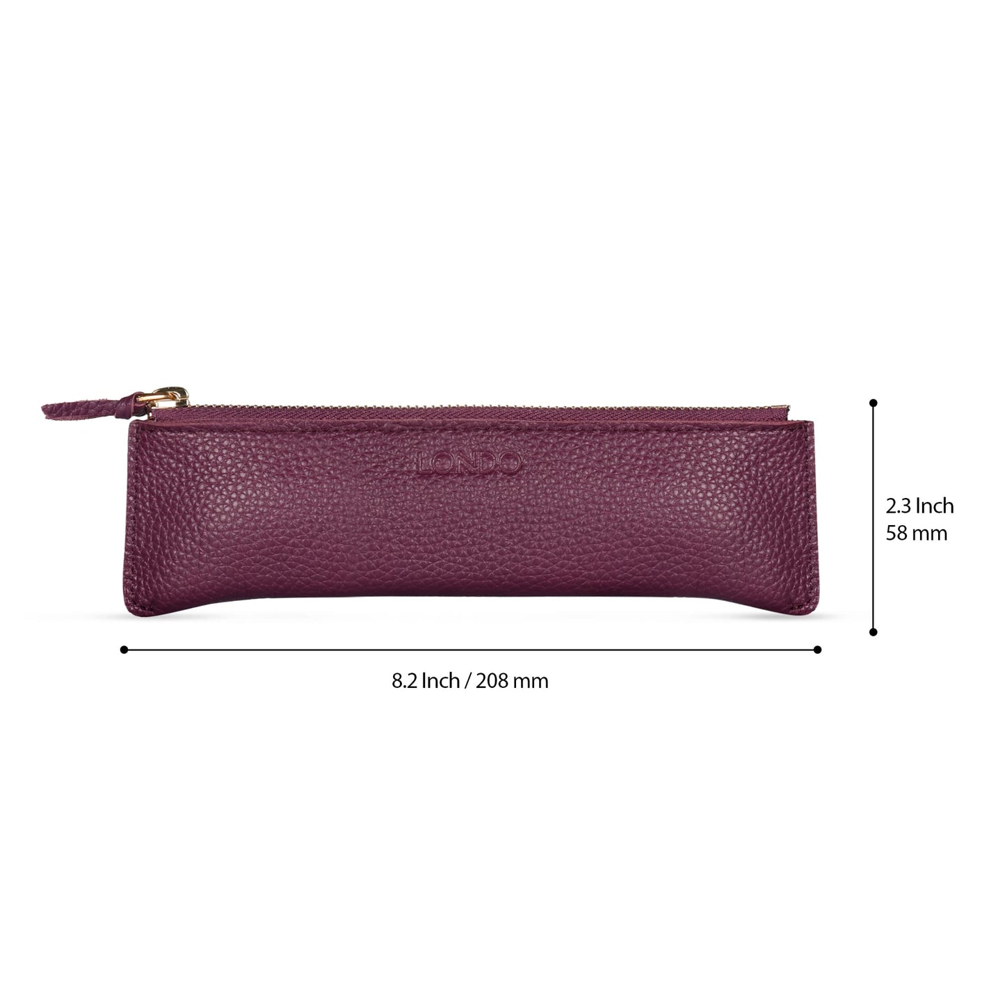 Londo Genuine Leather Pen Case with Zipper Closure, Pencil Pouch Stationery Bag
