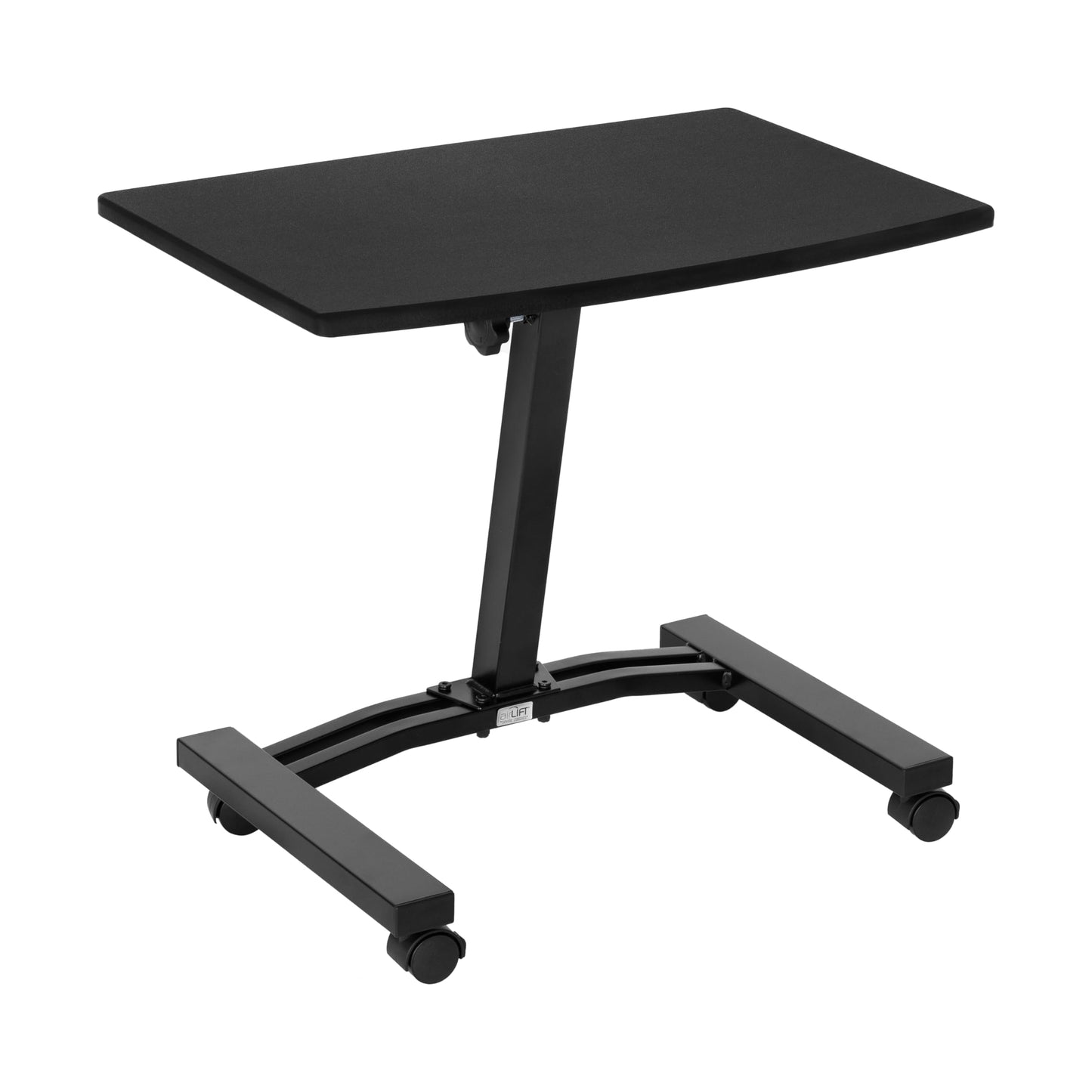 Seville Classics Airlift Mobile Height Adjustable Laptop Stand Computer Workstation for Sitting Classroom Home Office Medical Table w/Wheels, Flat Desk 24", Black