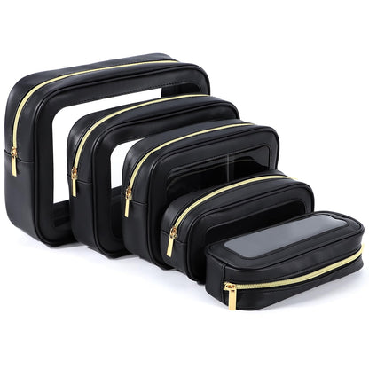 YOPCDJ 5PCS Diaper Bag Organizer Pouch Set, TSA Approved Toiletry Bag，Clear Waterproof TPU Makeup Bag Set Travel Organizer Bags for Women and Kids
