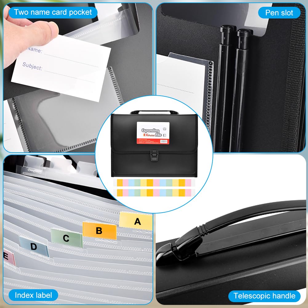 Trasylph 26 Pockets Accordion File Organizer with Lock,Document Organizer with Labels,Fireproof Expanding File Folder Paper Organizer Folder for Letter A4 Files | Receipt and More