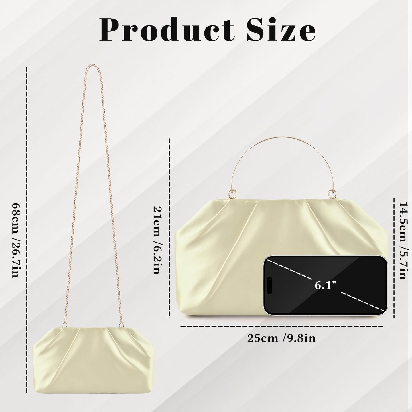 ERKOON Clutch Purse for Women Elegant Pleated Evening Bag Vegan Leather Clutch Dressy Crossbody Shoulder Formal Handbag for Weddings Galas with 2 Chain Straps (Apricot)