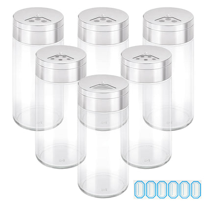 Segarty Spice Jars, 6 Pack 3 oz Spice Bottles with Shaker Lids, Glass Empty Storage Containers with Adjustable Stainless Steel Flow Top for Your Regularly Used Spices