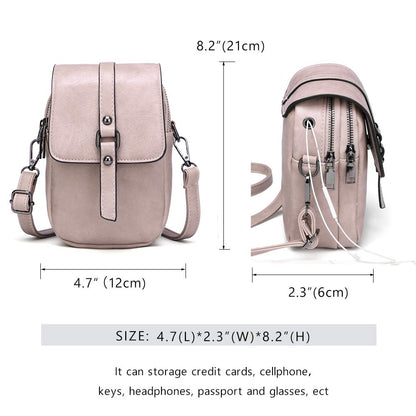 Myfriday Women Vintage Crossbody Bag, Small Messenger Shoulder Bag Cash Handbag Wallet Purse with Earphone Hole