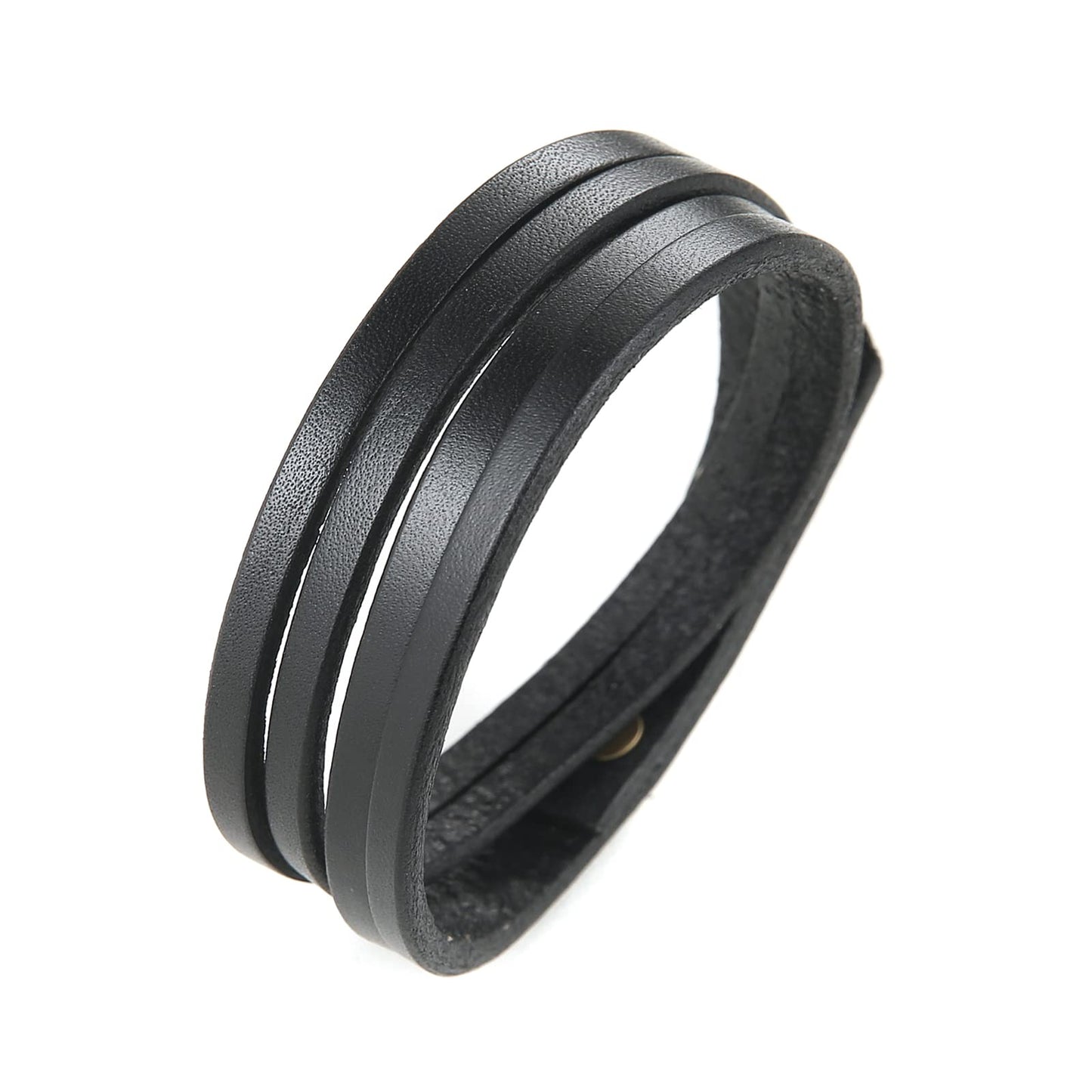 HZMAN 8.0 Inch Mens Handmade Leather Cuff Bracelet Steampunk Style leather wrap Wristband for Women Genuine Leather Bracelet (Black)