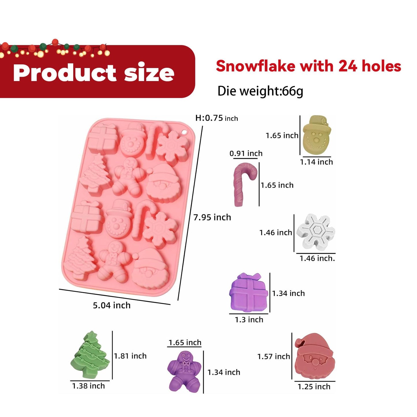2PCS Christmas Silicone Cake Molds, 3D Christmas Chocolate Candy Molds, Snowflake Gingerbread Xmas Tree Cane Santa Snowman Shapes Baking Molds for DIY Candy Soap Jelly Ice Cube Tray Cake Topper