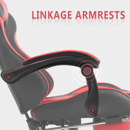 Ferghana Gaming Chairs Red with Footrest,Ergonomic Racing Style PC Game Computer Chair with Headrest Lumbar Support Adjustable Recliner PU Leather Video Computer Chair(Red)