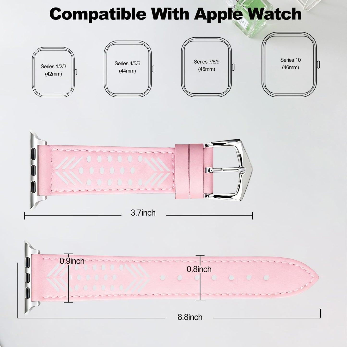 Hollow-out Genuine Leather Watch Band for Apple Watch, Dressy Strap for Women Lady Small Wrist, Compatible with Apple Watch Series 11 10 9 8 7 6 SE 3 2 1 Ultra 38mm 40mm 41mm 42mm 44mm 45mm 46mm 49mm